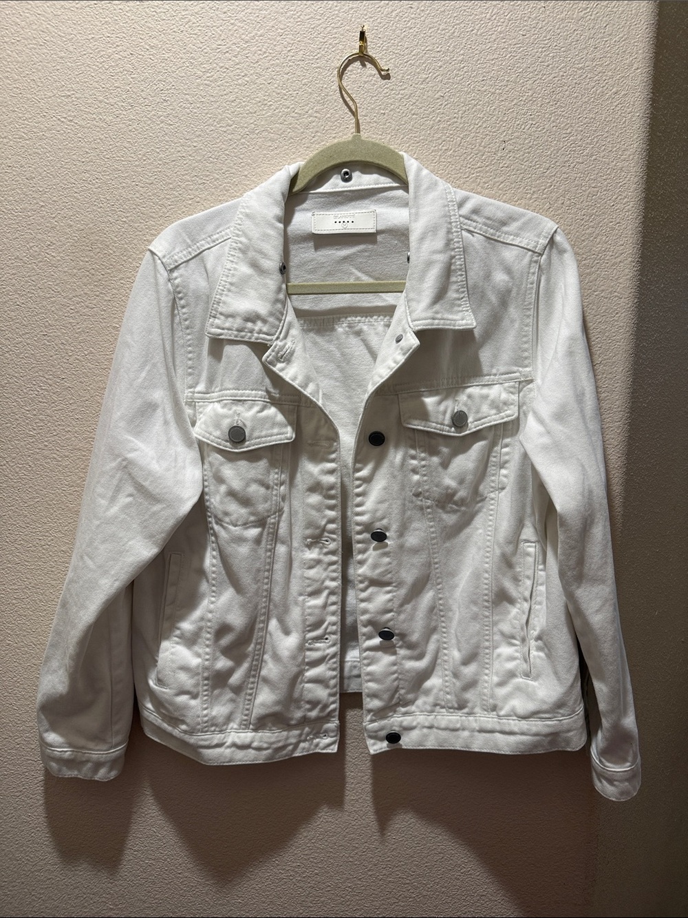 Blank NYC White Denim Jacket with Button Front